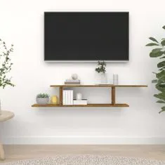 Greatstore füstös tölgyszínű szerelt fa fali TV-polc 125 x 18 x 23 cm