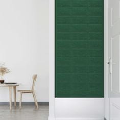 Greatstore 12 db sötétzöld szövet fali panel 30 x 15 cm 0,54 m²