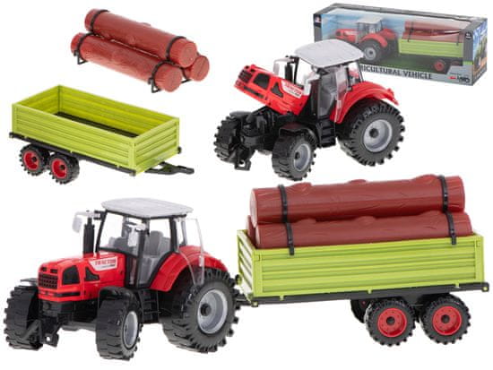 Aga Mezőgazdasági műanyag traktor pótkocsival és fával