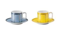 Rosenthal ROSENTHAL SWAROVSKI SIGNUM AZURE + JONQUIL eszpresszó csésze és csészealj készlet 2 személyes