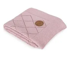 CEBA Kötött takaró díszdobozban 90x90 rizs minta rózsaszínű