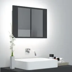 Greatstore szürke LED-es tükrös fürdőszobaszekrény 60 x 12 x 45 cm