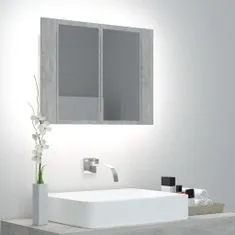 Greatstore betonszürke LED-es tükrös fürdőszobaszekrény 60 x 12 x 45 cm