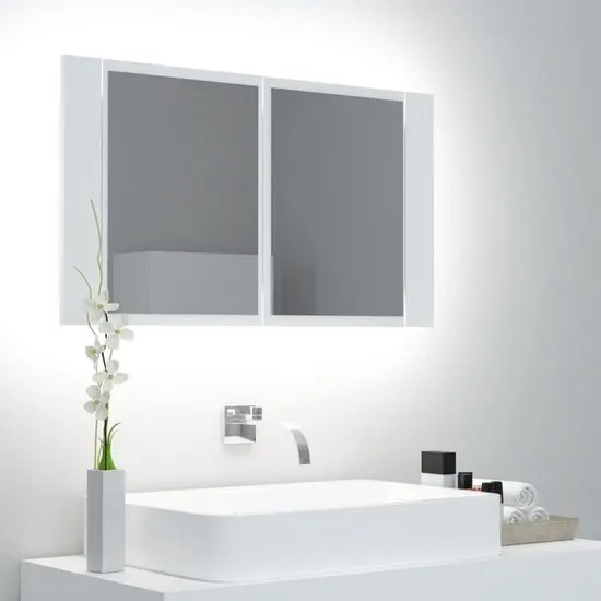 Greatstore fehér LED-es tükrös fürdőszobaszekrény 80 x 12 x 45 cm