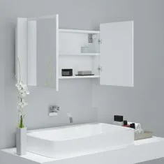 Greatstore fehér LED-es tükrös fürdőszobaszekrény 80 x 12 x 45 cm