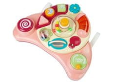 Lean-toys Interaktív panel bébi játék zenei állat hangok rózsaszínű