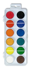 KOH-I-NOOR vízfesték/akvarell téglalap fehér 12 szín 30 mm átmérőjű