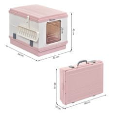 PAWHUT Cica WC, levehető tálca, összecsukható, ABS, rózsaszín / fehér