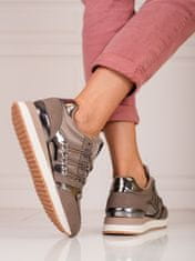 Amiatex Női tornacipő 90805 + Nőin zokni Gatta Calzino Strech, szürke és ezüst árnyalat, 38