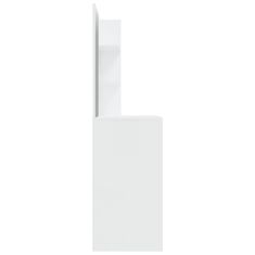 Greatstore magasfényű fehér fésülködőasztal tükörrel 74,5 x 40 x 141 cm