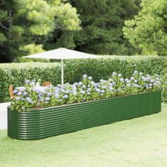 shumee zöld porszórt acél kerti ültetőláda 554 x 100 x 68 cm