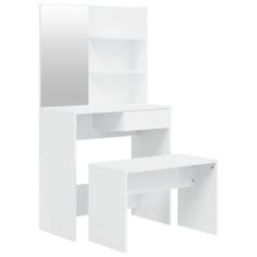 Greatstore magasfényű fehér fésülködőasztal-szett 74,5x40 x 141 cm