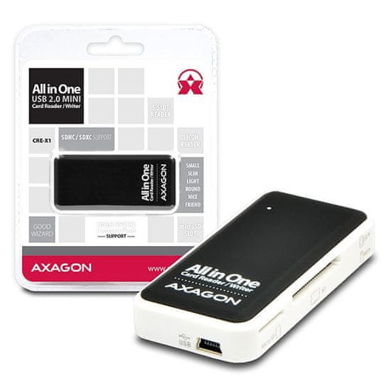 AXAGON Kártyaolvasó CRE-X1 külső, mini, 5 slot ALL-IN-ONE