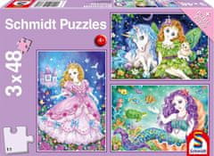 Schmidt Puzzle Hercegnő, tündér és sellő 3x48 darab