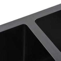 Vidaxl fekete kézzel készült rozsdamentes acél mosogató szűrővel 145087