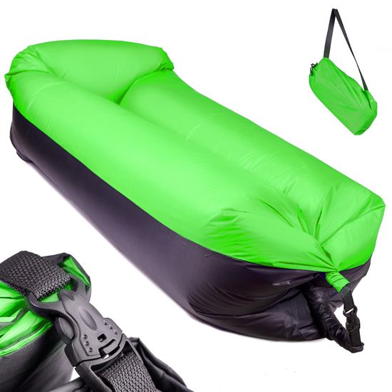 Aga Felfújható zsák Lazy bag 185x70cm fekete-zöld