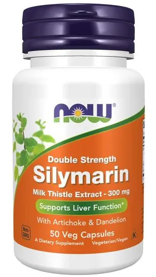 NOW Foods Double Strength Silymarin máriatövis kivonat (máriatövis kivonat articsókával és pitypanggal), 300 mg, 50 növényi kapszula