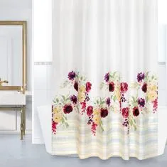 Fürdőszoba függönyök - 180x200 cm - Virág rózsaszín, zöld, sárga