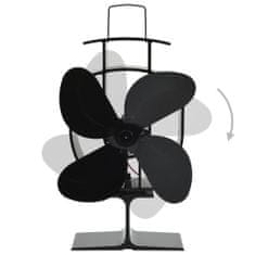 Greatstore fekete hővel meghajtott négylapátos kandalló ventilátor