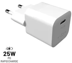 FIXED Mini hálózati töltő USB-C kimenettel és PD támogatással, 25W, FIXC25M-C-WH, fehér