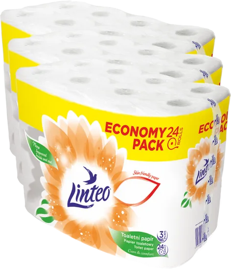 LINTEO WC-papír Economy Pack 3 x 24 tekercs, 3 rétegű, fehér