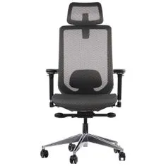 STEMA Forgatható irodai szék szürke színben DITTER. Alumínium alappal, króm emelővel, állítható fejtámlával, állítható deréktámasszal, 4D kartámaszokkal és toló üléssel rendelkezik. Az ülés előre dönthető.