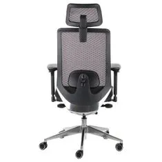 STEMA Forgatható irodai szék fekete színben DITTER. Alumínium alappal, króm emelővel, állítható fejtámlával, állítható deréktámasszal, 4D kartámaszokkal és toló üléssel rendelkezik. Az ülés előre dönthető.