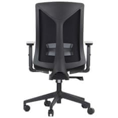 STEMA Forgatható irodai szék TONO. Nylon alap, 4-es osztályú emeléssel, állítható deréktámasszal, állítható kartámaszokkal és csúszó üléssel rendelkezik. Fekete szín.
