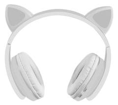 Malatec Fehér LED vezeték nélküli fejhallgató macskafüllel + mikrofon