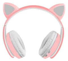 Malatec Rózsaszín LED vezeték nélküli fejhallgató macskafüllel + mikrofon