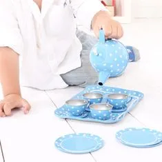 Bigjigs Toys kék pöttyös teáskészlet