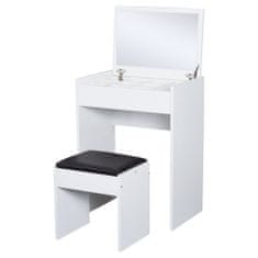HOMCOM Fésülködő asztal, 9 rekesz, forgácslap / szintetikus bőr, 60,2 x 40,2 x 79 cm, fehér / fekete