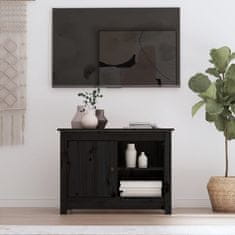 shumee fekete tömör fenyőfa TV-szekrény 70 x 36,5 x 52 cm