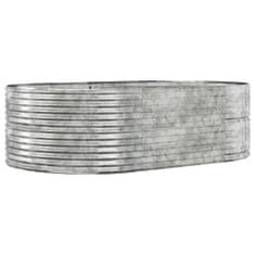 Greatstore ezüstszínű porszórt acél kerti magaságyás 212 x 140 x 68 cm