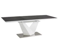 Signal Asztal Alaras II fekete kő hatású / fehér lakkozott 120(180)X80