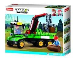 Sluban Town Farm M38-B0778 Traktor rönkszállító pótkocsival