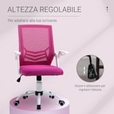 VINSETTO Ergonomikus irodai szék, állítható magasságú, poliészter/nylon, 62,5x55x94-104 cm, rózsaszín/fehér