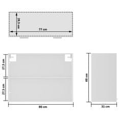 Vidaxl fehér forgácslap függő üvegszekrény 80 x 31 x 60 cm 802529