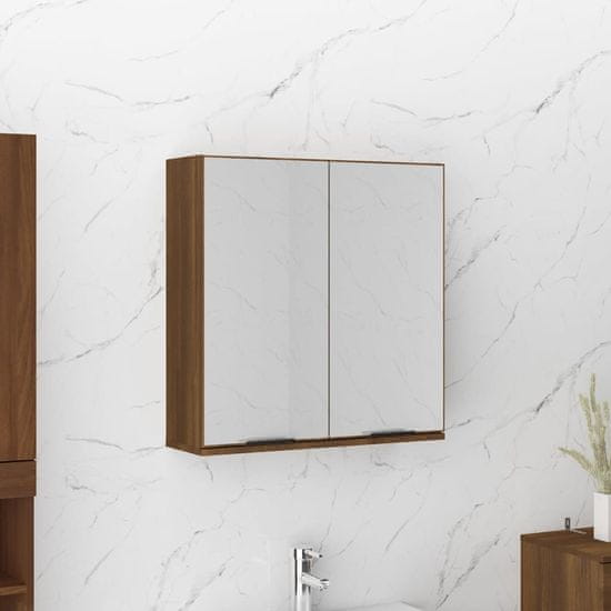 Greatstore barna tölgyszínű tükrös fürdőszobaszekrény 64 x 20 x 67 cm