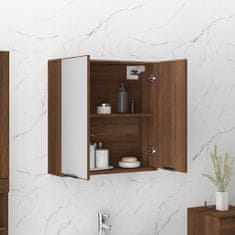 Greatstore barna tölgyszínű tükrös fürdőszobaszekrény 64 x 20 x 67 cm