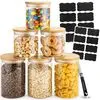 6 db újrafelhasználható tárolóüveg készlet bambusz fedéllel - légmentesen záródó, mosogatógépben mosható, mikrózható - sütemények, tészták, száraz ételek, gabonafélék, kávé tárolására