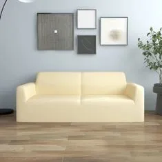 Greatstore 2-személyes krémszínű sztreccs poliészterdzsörzé kanapéhuzat
