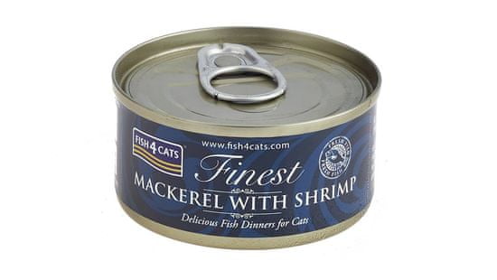 Fish4Cats Konzerv macskáknak Finest makréla garnélarákkal 70 g