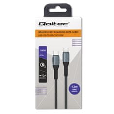 Qoltec USB 2.0 type C | USB 2.0 type C 100W | QC 3.0 | PD | 1.5m | Fekete