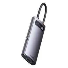 BASEUS Metal Gleam USB-C HUB adapter HDMI / 3x USB 3.2 / VGA, szürke