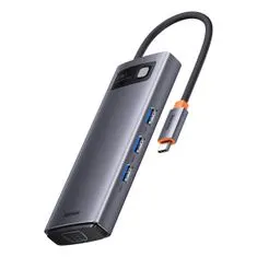 BASEUS Metal Gleam USB-C HUB adapter HDMI / 3x USB 3.2 / VGA, szürke