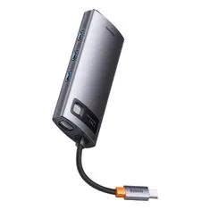 BASEUS Metal Gleam USB-C HUB adapter HDMI / VGA / 3x USB 3.2 / PD / RJ45, szürke