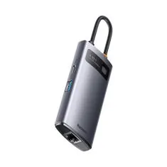 BASEUS Metal Gleam USB-C HUB adapter 3x USB 3.2 / RJ45, szürke