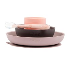 Nattou Étkező szilikon készlet 4 db rózsaszín-lila BPA nélkül