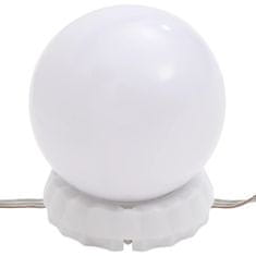 Greatstore magasfényű fehér fésülködőasztal LED-del 60 x 40 x 140 cm